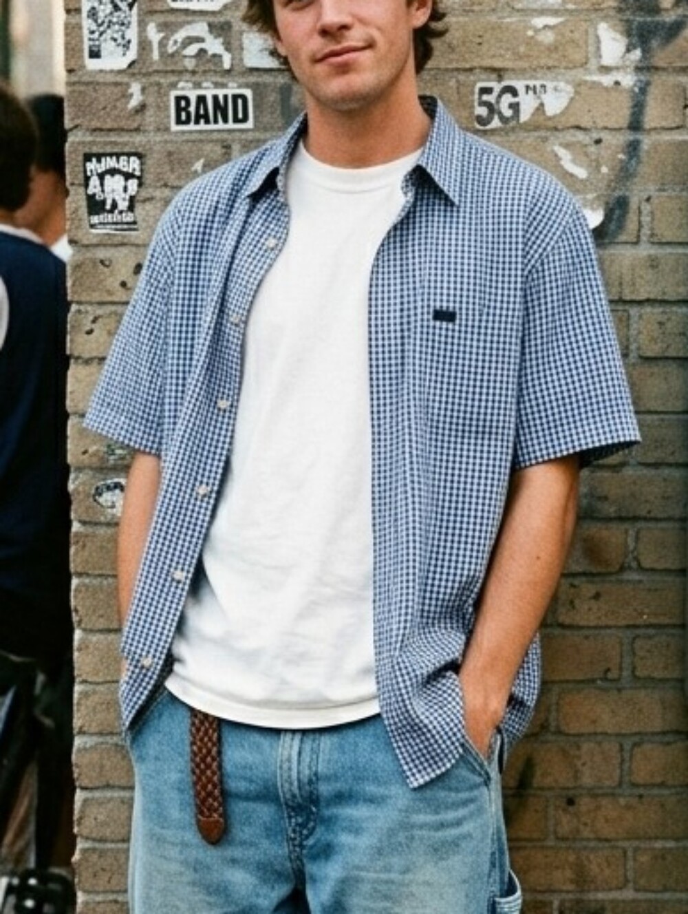 💎 VINTAGE Y2K TOMMY JEANS BUTTON-DOWN 💎 Checkered Blue and White